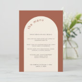 Modern Geometric Terracotta Beige Arch Wedding Menu (Staand voorkant)