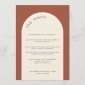 Modern Geometric Terracotta Beige Arch Wedding Menu (Voorkant)
