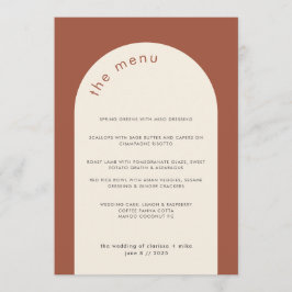Modern Geometric Terracotta Beige Arch Wedding Menu