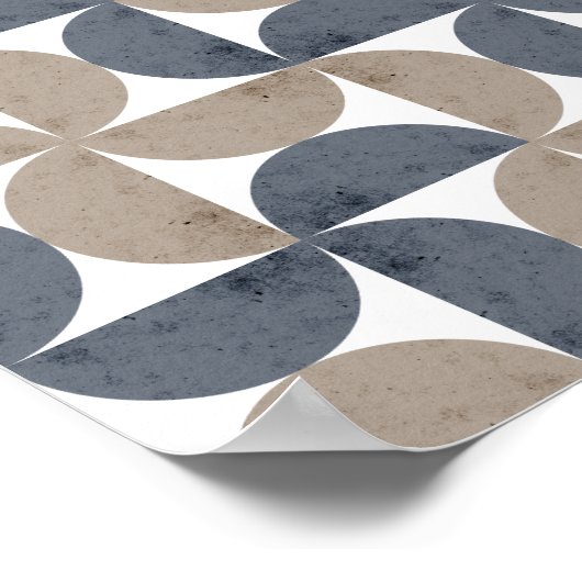 Modern Geometric Textured Half-Moon Mid Century  Poster (Hoek)