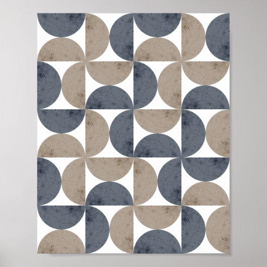 Modern Geometric Textured Half-Moon Mid Century Poster (Voorkant)
