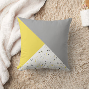 Modern Geometric Trendy Yellow Grey Terrazzo Kussen