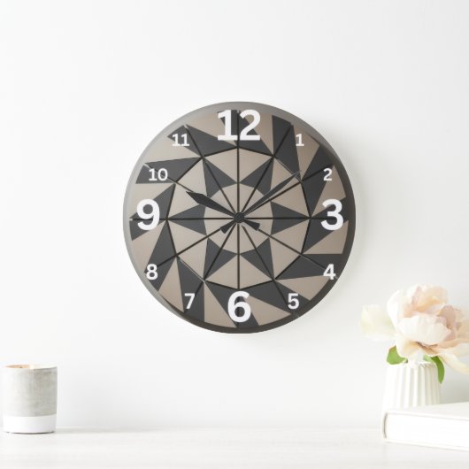 Modern Geometric Tribal Aztec Pattern Beige Grey N Grote Klok (Huis)