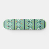 Modern Geometric Tribal Green Blue Pattern Persoonlijk Skateboard (Horizontaal)