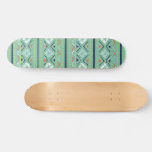Modern Geometric Tribal Green Blue Pattern Persoonlijk Skateboard (Horizontaal)