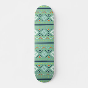 Modern Geometric Tribal Green Blue Pattern Persoonlijk Skateboard