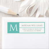 Modern Geometric Turquoise Lijst Custom Monogram Etiket (Insitu)