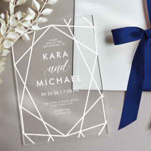 Modern Geometric Wedding Acryl Uitnodigingen