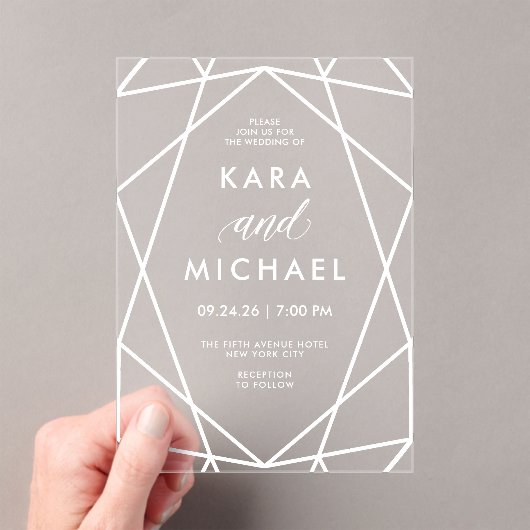 Modern Geometric Wedding Acryl Uitnodigingen (Insitu (Draagbaar))