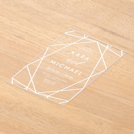 Modern Geometric Wedding Acryl Uitnodigingen (Laagn)