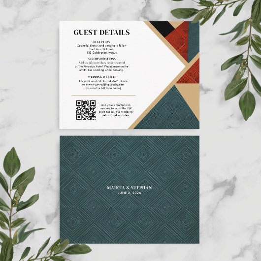 Modern Geometric Wedding Details Card Informatiekaartje