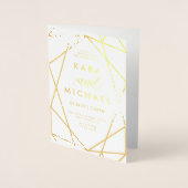 Modern Geometric Wedding Gold Foil Uitnodiging (Voorkant)