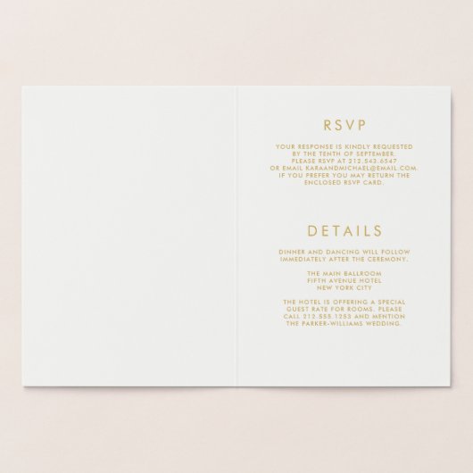 Modern Geometric Wedding Gold Foil Uitnodiging (Binnen)