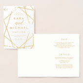Modern Geometric Wedding Gold Foil Uitnodiging (Display)