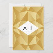 Modern Geometric Wedding Invitation in Gold Kaart (Achterkant)