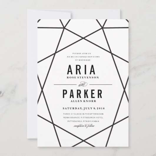 Modern Geometric Wedding Invitation Kaart (Voorkant)