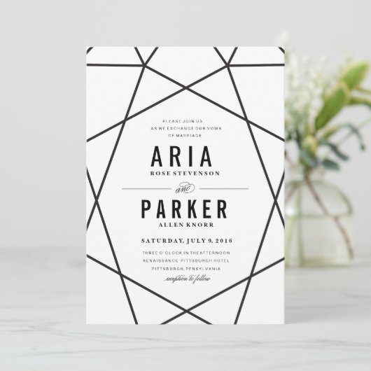 Modern Geometric Wedding Invitation Kaart (Staand voorkant)
