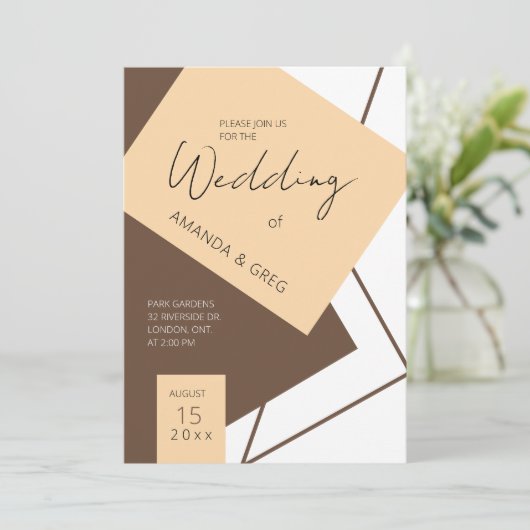 Modern Geometric Wedding Invitation Kaart (Staand voorkant)