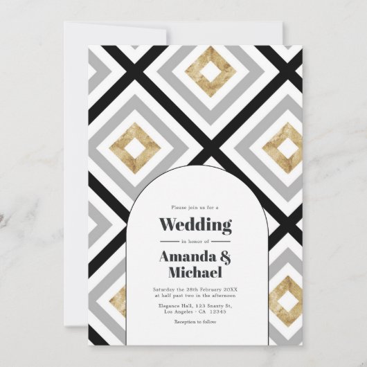 Modern Geometric Wedding Kaart (Voorkant)