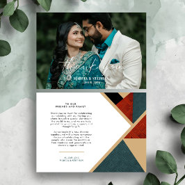 Modern Geometric Wedding Photo Thank You Card Bedankkaart