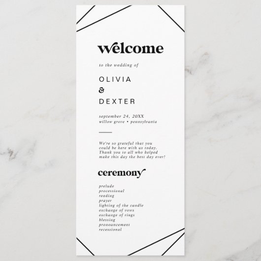 Modern Geometric Wedding Programme Programmakaart (Voorkant)