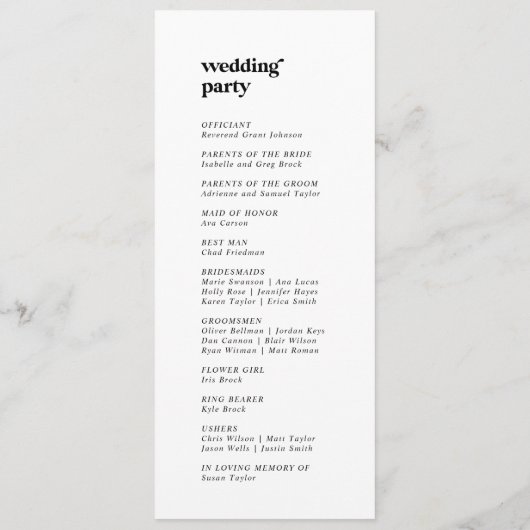 Modern Geometric Wedding Programme Programmakaart (Achterkant)