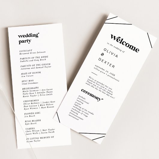 Modern Geometric Wedding Programme Programmakaart