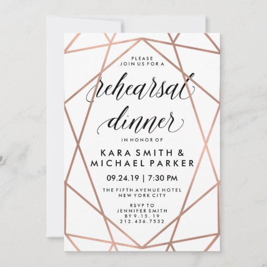 Modern Geometric Wedding Rehearsal Dinner Kaart (Voorkant)
