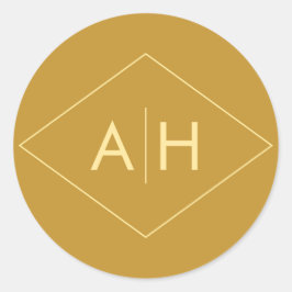 Modern Geometric Wedding Sticker Seal in Gold
