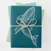 Modern Geometric Whale Wrapping Paper (In situ)