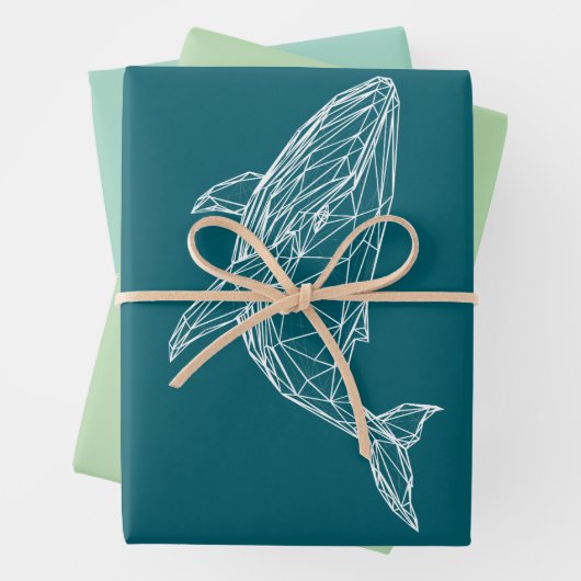 Modern Geometric Whale Wrapping Paper (In situ)