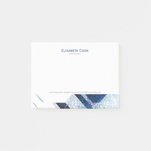 Modern Geometric White & Blue-Grey Glitter Post-it® Notes (Voorkant)