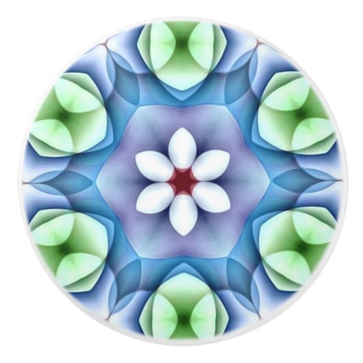 Modern Geometric White Daisy Keramische Knop (Voorkant)