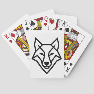 Modern Geometric Wolf Head Minimalist Line Art T-S Pokerkaarten