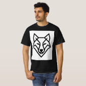 Modern Geometric Wolf Head Minimalist Line Art T-S T-shirt (Voorkant volledig)
