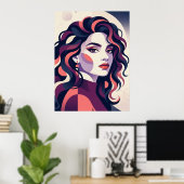 Modern Geometric Woman Portrait Poster (Thuiskantoor)