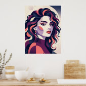 Modern Geometric Woman Portrait Poster (Keuken)