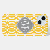 Modern Geometric Yellow and White Pattern Monogram Case-Mate iPhone Case (Achterkant (horizontaal))