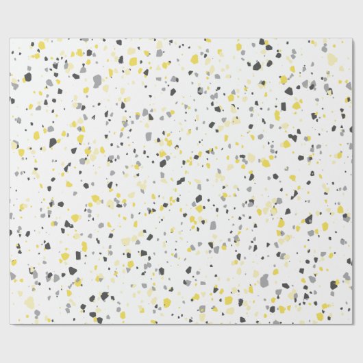 Modern Geometric Yellow Grey Terrazzo Pattern Cadeaupapier (Vlak)