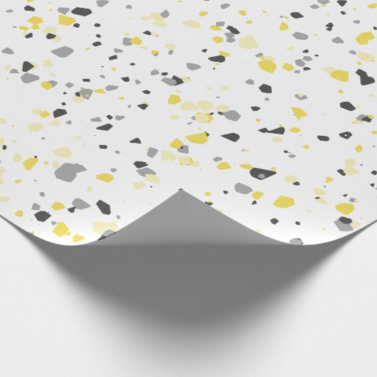 Modern Geometric Yellow Grey Terrazzo Pattern Cadeaupapier (Hoek)