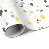 Modern Geometric Yellow Grey Terrazzo Pattern Cadeaupapier (Rol Hoek)
