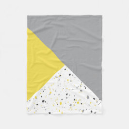 Modern Geometric Yellow Grey Terrazzo Pattern Fleece Deken