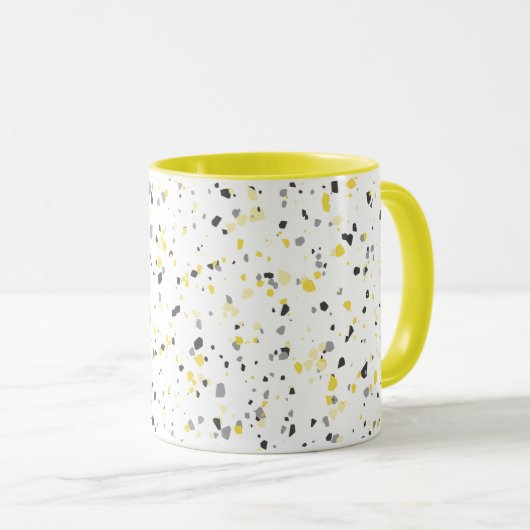 Modern Geometric Yellow Grey Terrazzo Pattern Mok (Voorkant rechts)
