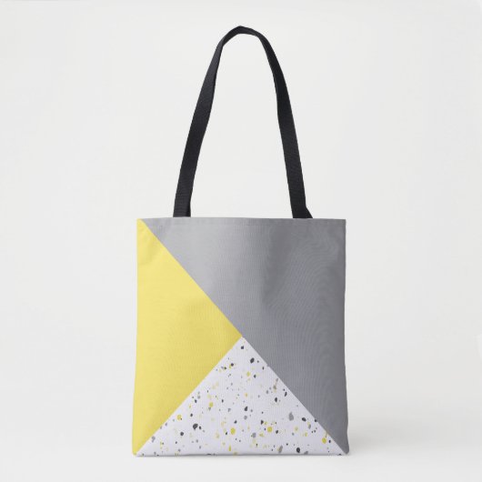 Modern Geometric Yellow Grey Terrazzo Pattern Tote Bag (Voorkant)