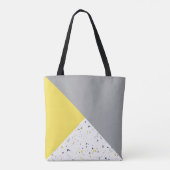 Modern Geometric Yellow Grey Terrazzo Pattern Tote Bag (Achterkant)