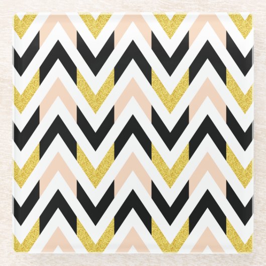Modern Geometrical Chevron Pattern Glazen Onderzetter (Voorkant)