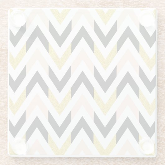 Modern Geometrical Chevron Pattern Glazen Onderzetter (Achterkant)