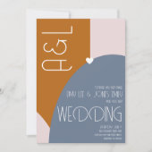 Modern Geometrics Terracotta Pink Blue Wedding Kaart (Voorkant)