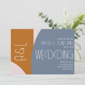 Modern Geometrics Terracotta Pink Muted Wedding Kaart (Staand voorkant)