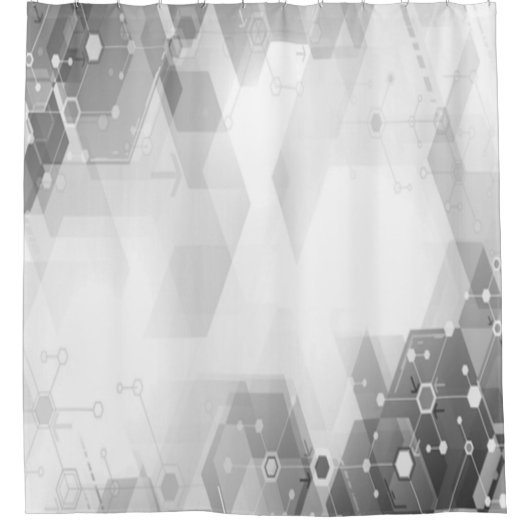 Modern Geometrisch Abstract Grafisch Grijs Wit Douchegordijn (Voorkant)